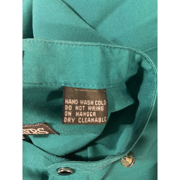 VTG Brian Brothers Collection Mens Shirt L 16- 16.5 Green Long Sleeves Button Up - Picture 10 of 12